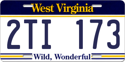 WV license plate 2TI173