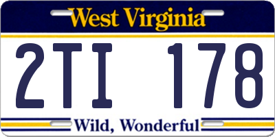 WV license plate 2TI178