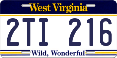 WV license plate 2TI216