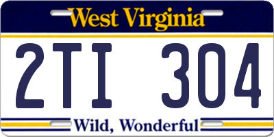 WV license plate 2TI304