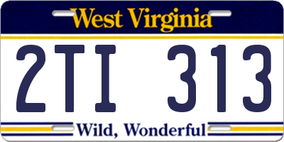 WV license plate 2TI313