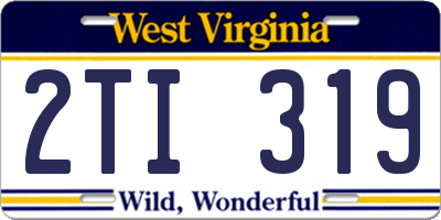 WV license plate 2TI319