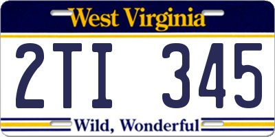 WV license plate 2TI345
