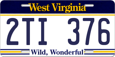 WV license plate 2TI376