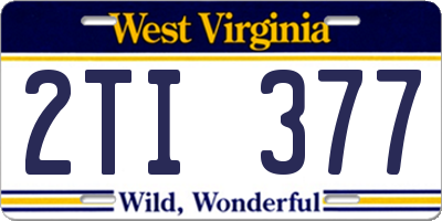 WV license plate 2TI377