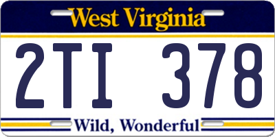 WV license plate 2TI378