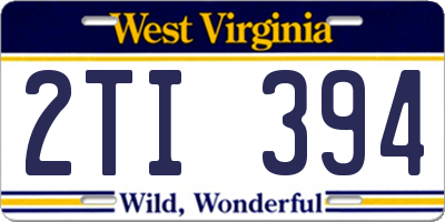 WV license plate 2TI394