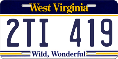 WV license plate 2TI419