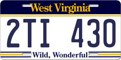 WV license plate 2TI430