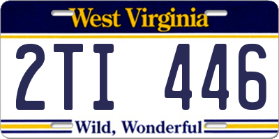 WV license plate 2TI446