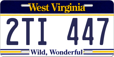 WV license plate 2TI447