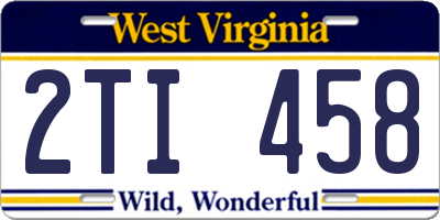 WV license plate 2TI458