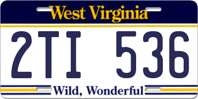 WV license plate 2TI536