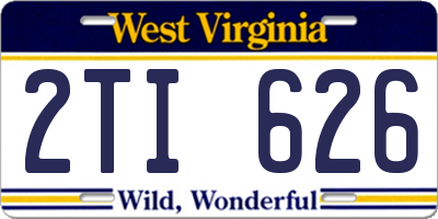 WV license plate 2TI626