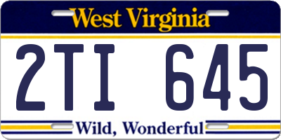 WV license plate 2TI645