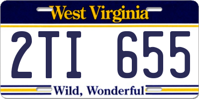 WV license plate 2TI655