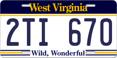 WV license plate 2TI670
