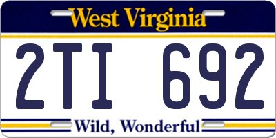 WV license plate 2TI692