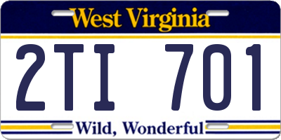 WV license plate 2TI701