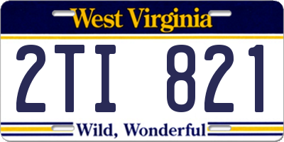 WV license plate 2TI821