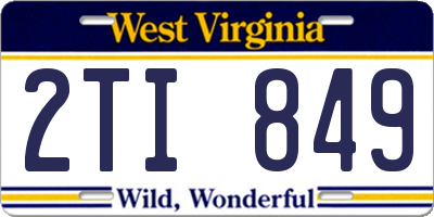 WV license plate 2TI849