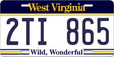 WV license plate 2TI865