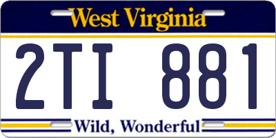 WV license plate 2TI881