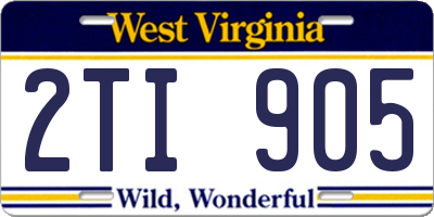 WV license plate 2TI905