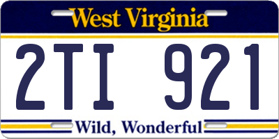 WV license plate 2TI921