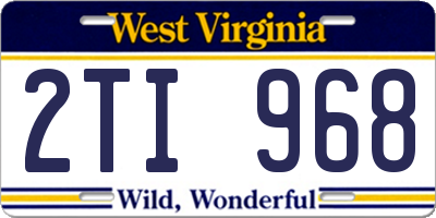 WV license plate 2TI968