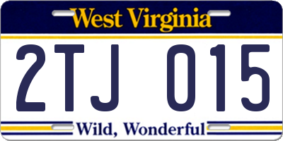 WV license plate 2TJ015