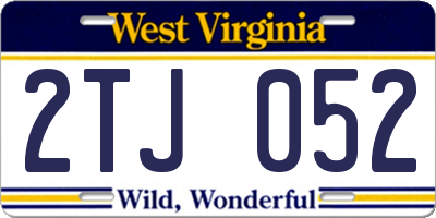 WV license plate 2TJ052