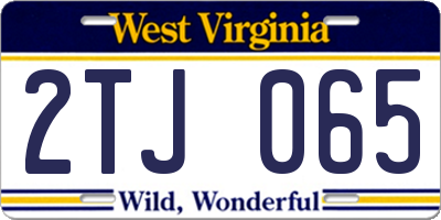WV license plate 2TJ065