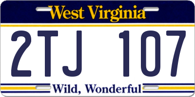 WV license plate 2TJ107