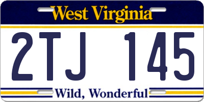 WV license plate 2TJ145