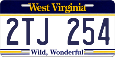 WV license plate 2TJ254