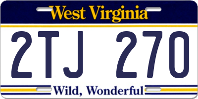 WV license plate 2TJ270