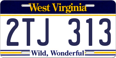 WV license plate 2TJ313