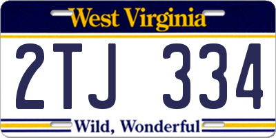 WV license plate 2TJ334