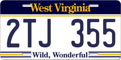 WV license plate 2TJ355