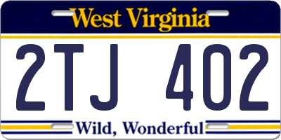 WV license plate 2TJ402