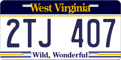 WV license plate 2TJ407