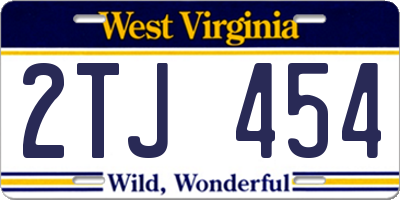 WV license plate 2TJ454