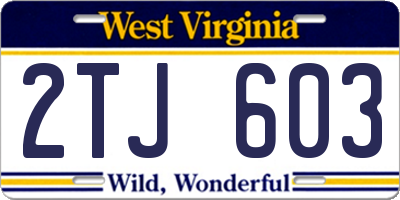 WV license plate 2TJ603