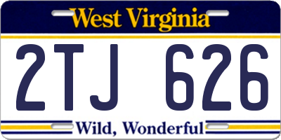 WV license plate 2TJ626