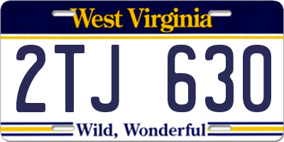 WV license plate 2TJ630