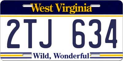 WV license plate 2TJ634