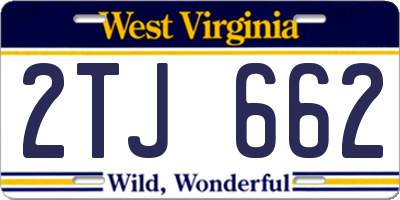 WV license plate 2TJ662