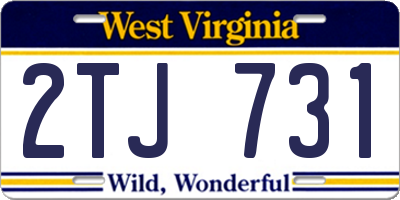 WV license plate 2TJ731