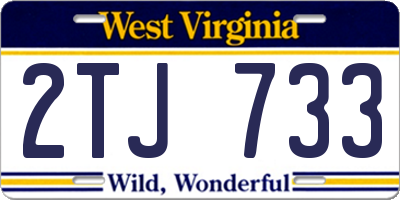 WV license plate 2TJ733